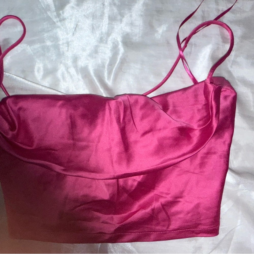 Pink Satin Crop Top